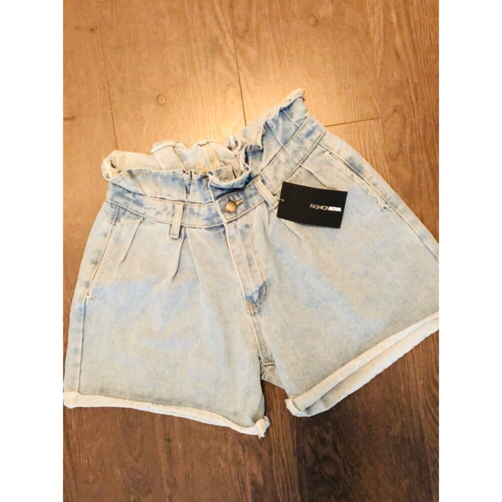High Waisted Ruffle Jean Shorts